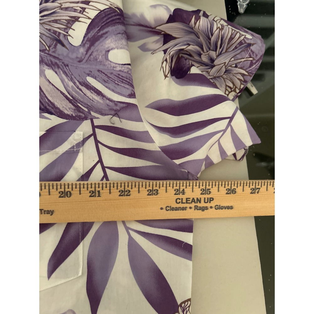 Palmwave Hawaii Mens XL Purple White Pineapple Tropical Cotton Camp Shirt - Picture 5 of 5